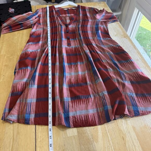 Anthropologie 11.1.Tylho Sao Paulo Plaid Pintuck Tunic Shirt Dress Medium FLAWED - Picture 11 of 12